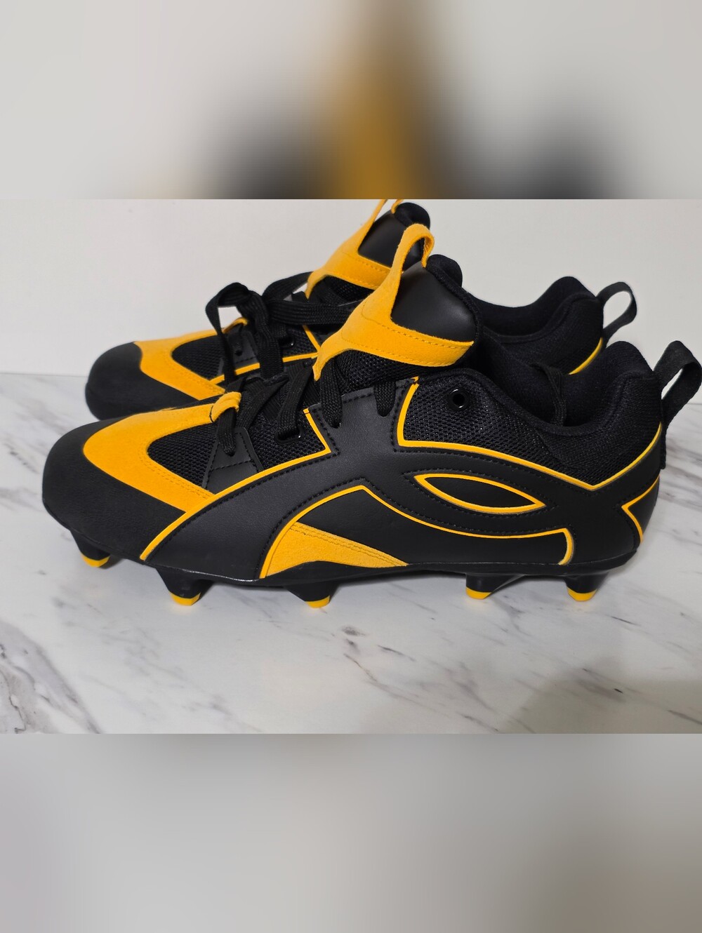 Men's Black and Yellow Baseball Cleats - Lightweight Youth Sport Shoes